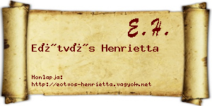 Eötvös Henrietta névjegykártya